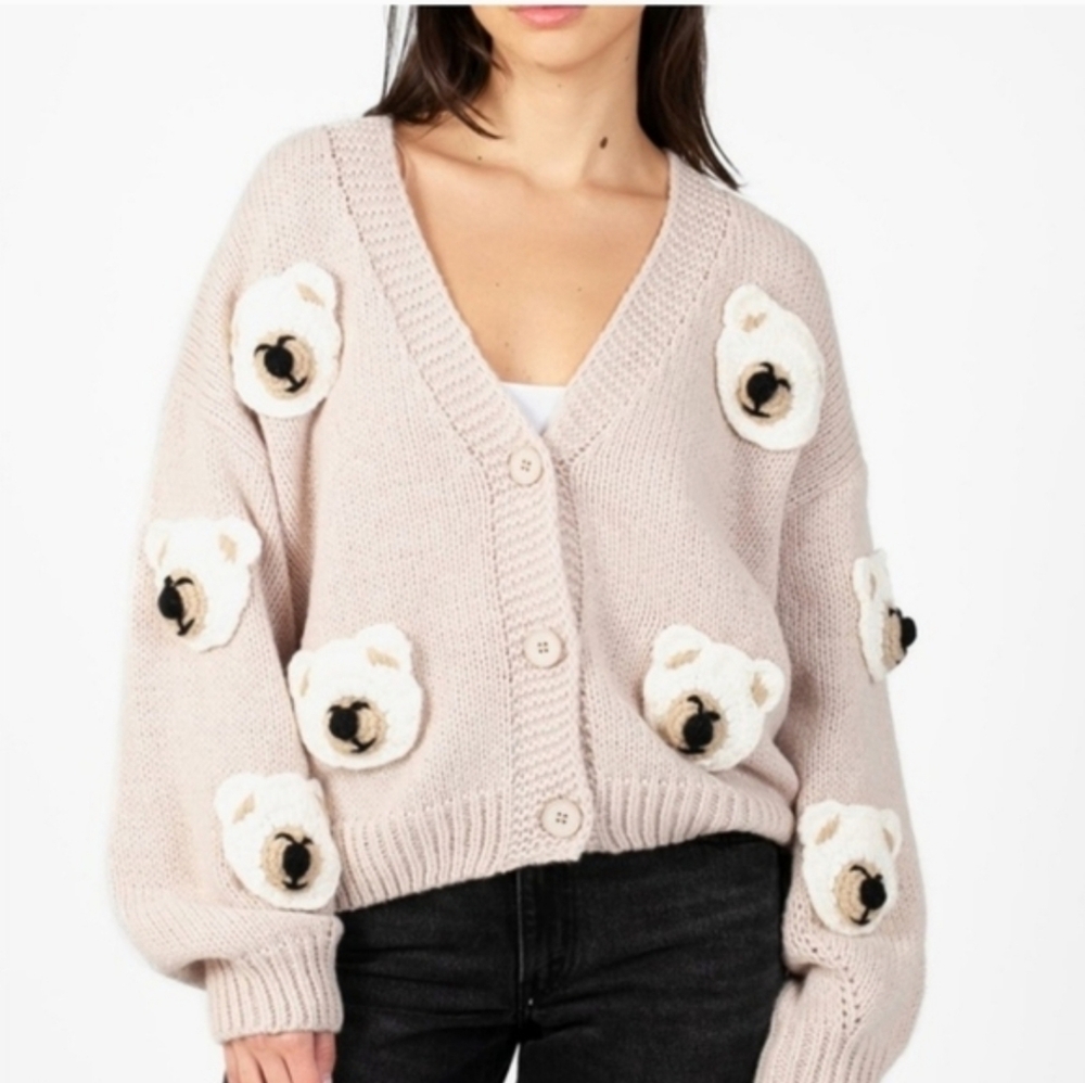 Dreamers By Debut 3D Bear Cardigan Sweater Size S - Picture 4 of 16